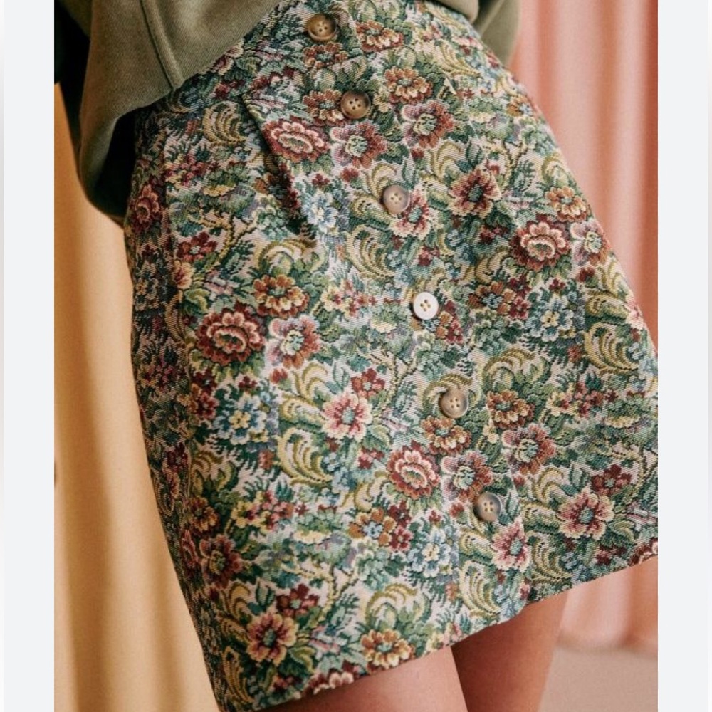 Sezane Chicago Floral Jacquard Skirt